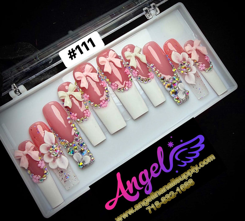 Angelina Handmade Custom Press-On Long Nail Design #111 - Sweet Darling
