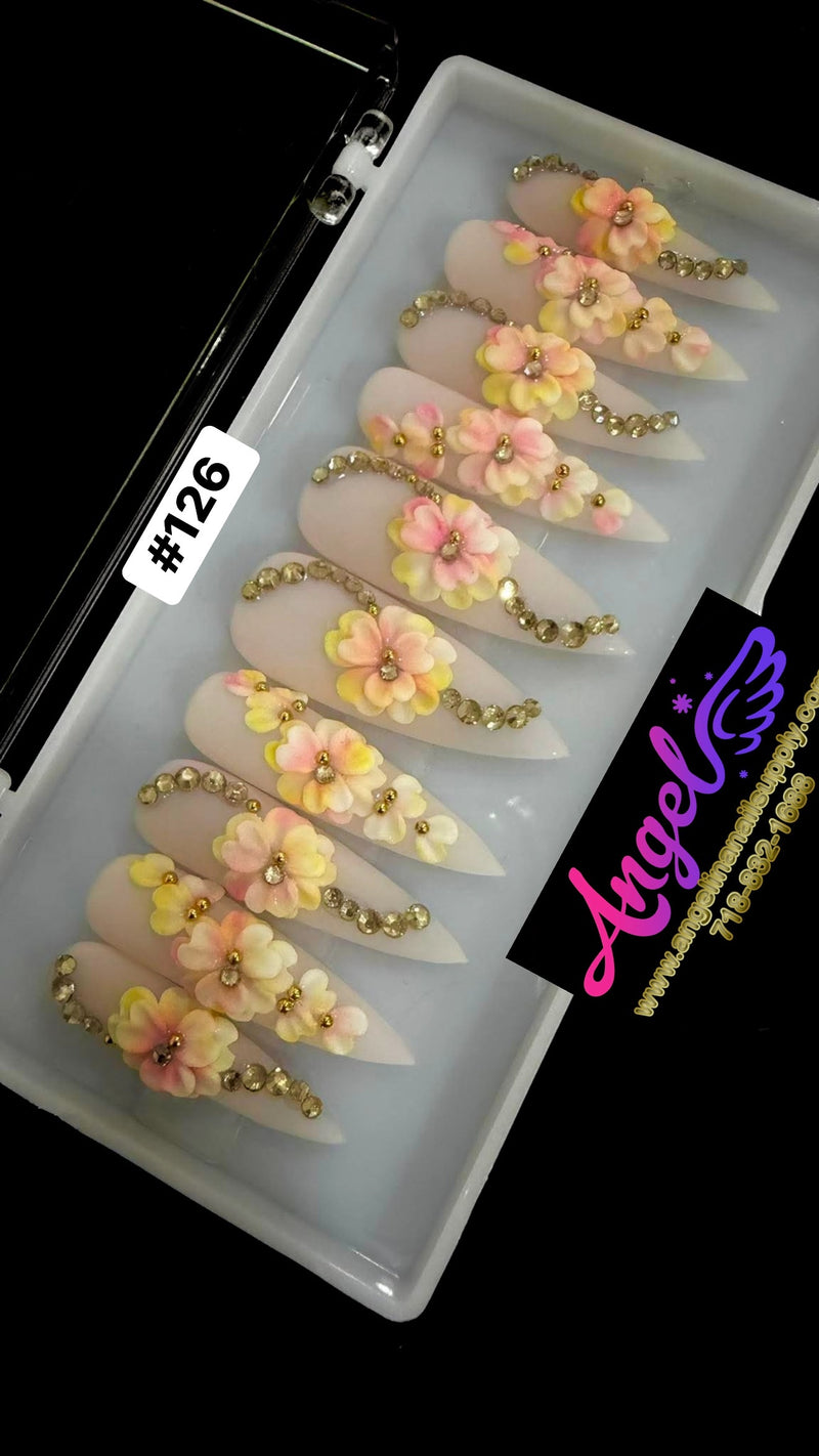 Angelina Handmade Custom Press-On Long Nail Design #126 - Buttercream