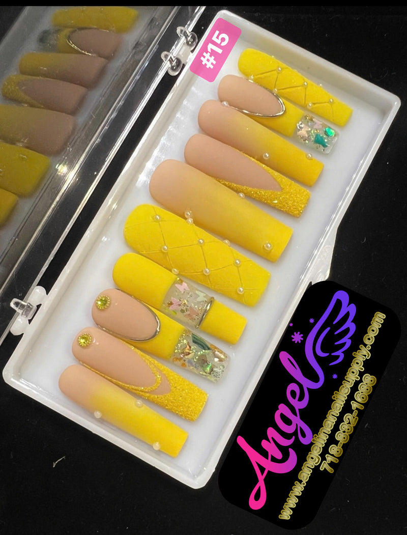 Angelina Handmade Custom Press-On | Long Nail Design #001-#029