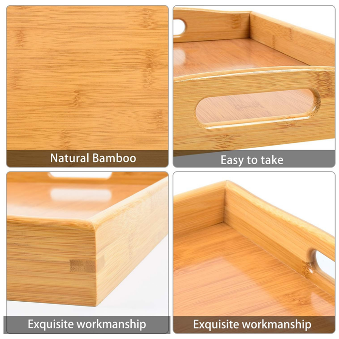 Bamboo Wood Spa-Serving Tray with Handles