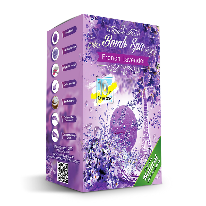 2E Organic Bomb Spa 10 in 1 - French Lavender (box/80 kits) - Angelina Nail Supply NYC