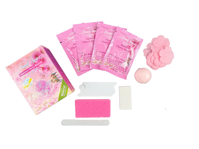 2E Organic Bomb Spa 10 in 1 - Japanese Cherry Blossom (box/80 kits) - Angelina Nail Supply NYC