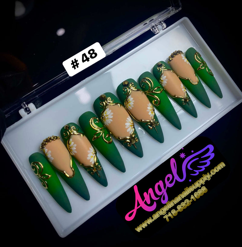 Angelina Handmade Custom Press-On | Long Nail Design #030-#059