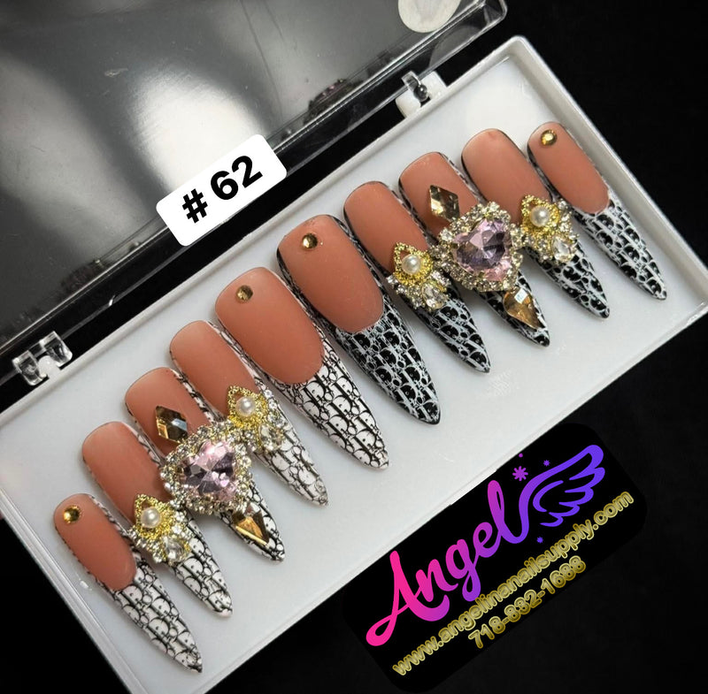 Angelina Handmade Custom Press-On | Long Nail Design #060-#089