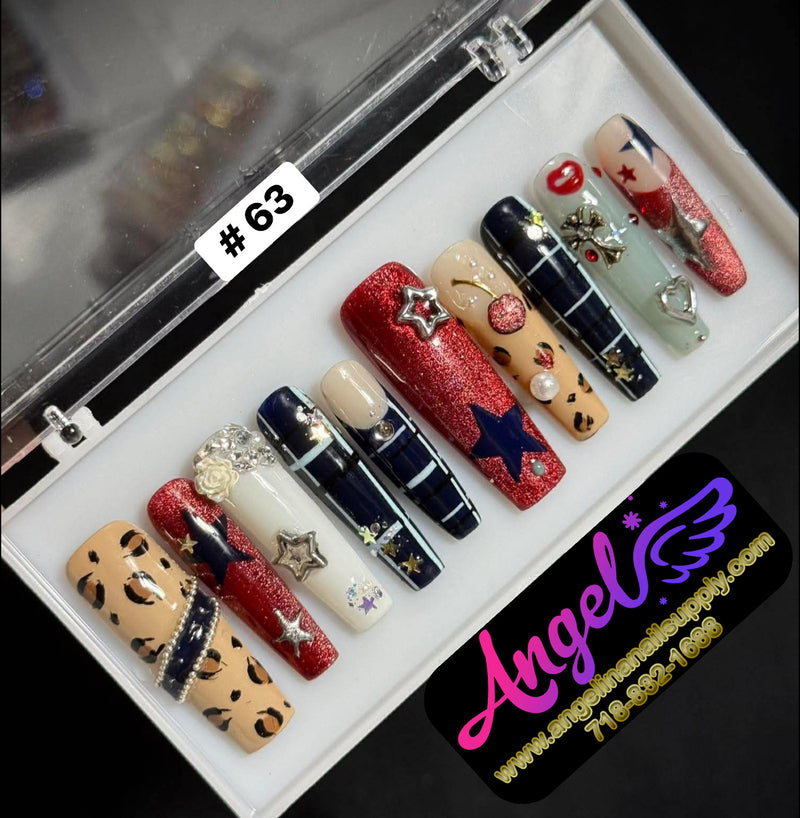 Angelina Handmade Custom Press-On | Long Nail Design #060-#089