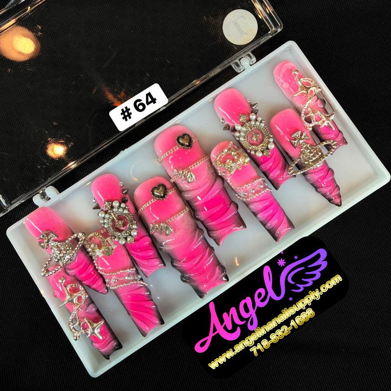 Angelina Handmade Custom Press-On | Long Nail Design #060-#089