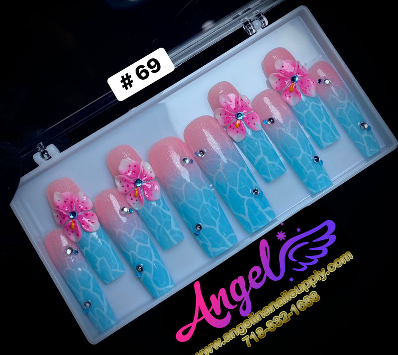 Angelina Handmade Custom Press-On | Long Nail Design #060-#089