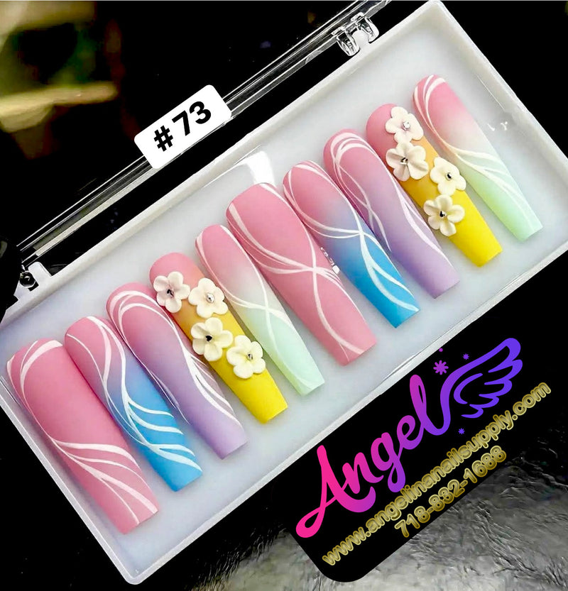 Angelina Handmade Custom Press-On | Long Nail Design #060-#089
