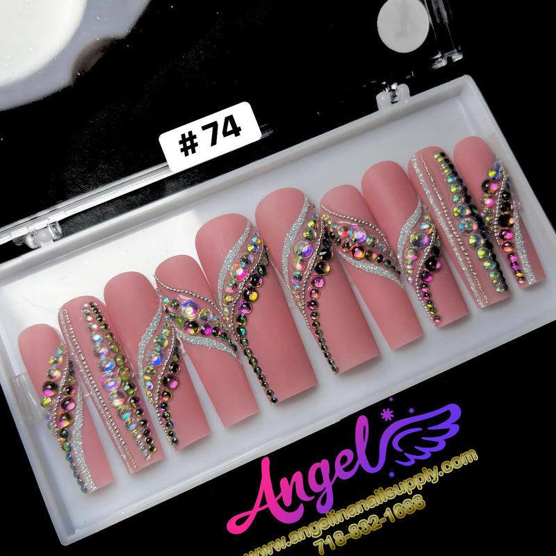 Angelina Handmade Custom Press-On | Long Nail Design #060-#089