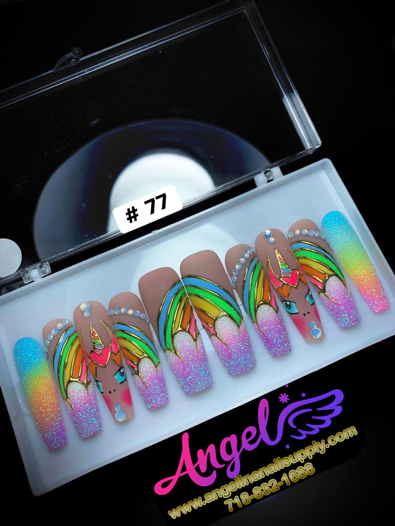 Angelina Handmade Custom Press-On | Long Nail Design #060-#089