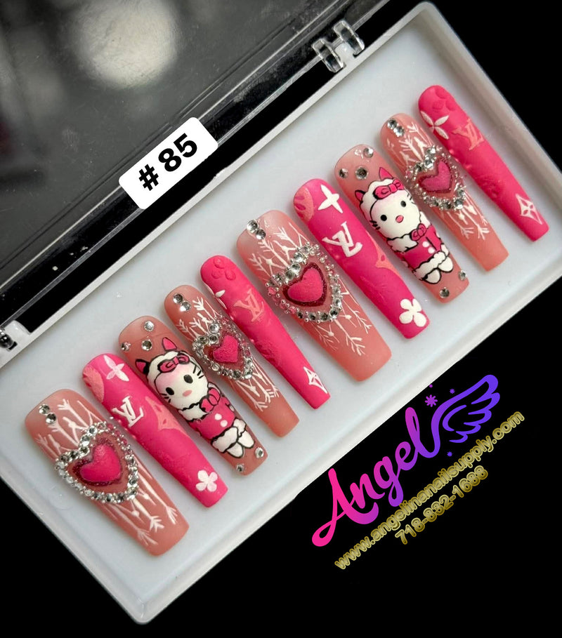 Angelina Handmade Custom Press-On | Long Nail Design #060-#089