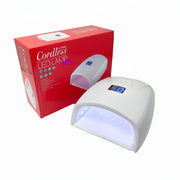 White cordless LED lamp with red packaging on a white background