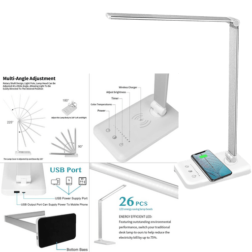 Oxylops LED Desk Lamp | Touch-Dimmable Lamp with USB Charging Port, Timer Function, Foldable Lamp - Angelina Nail Supply NYC