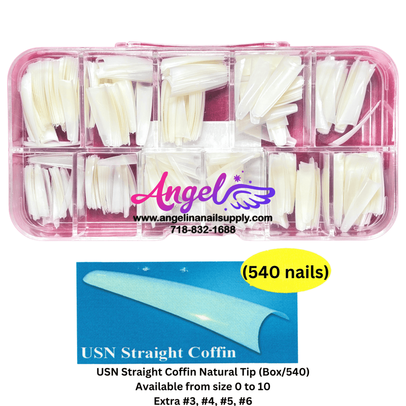 USN Straight Nail Tip Box (540 tips) - Angelina Nail Supply NYC
