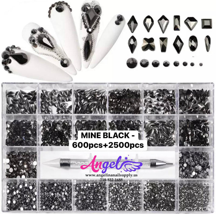 Diamond - Rhinestone Box set 600pcs + 2500pcs - Angelina Nail Supply NYC