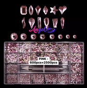 Diamond - Rhinestone Box set 600pcs + 2500pcs - Angelina Nail Supply NYC