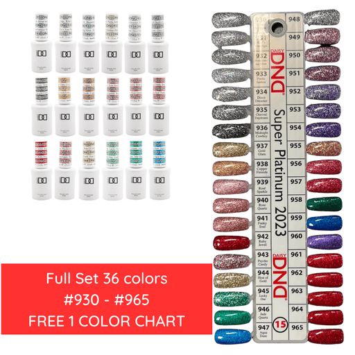 DND15 Collection 15 Supper Platinum GEL ONLY (Full Set 36 Colors 930 - 965) - Angelina Nail Supply NYC