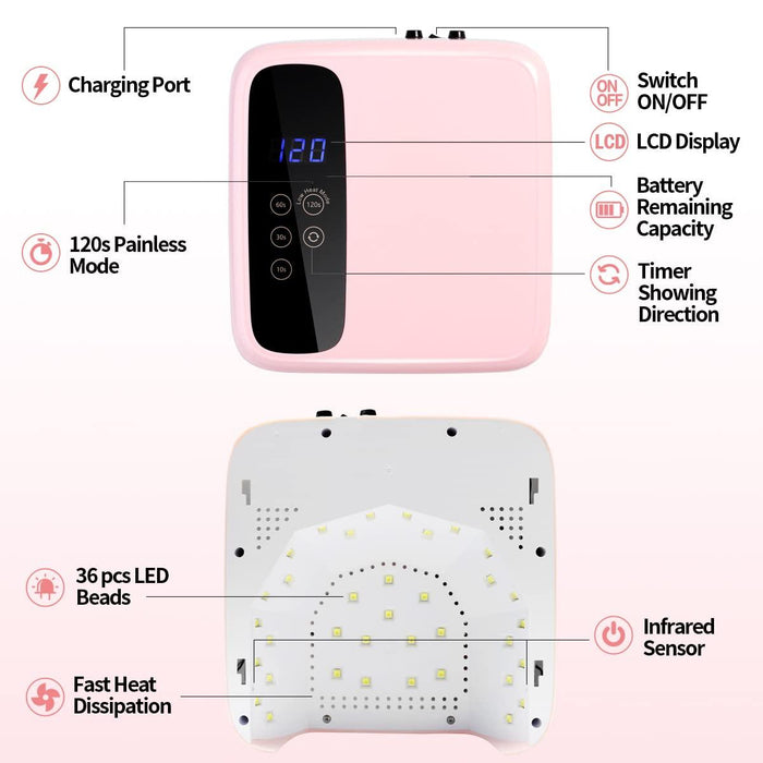 M&R 602 Pro UV/LED Nail Lamp 72W Rechargeable - Angelina Nail Supply NYC
